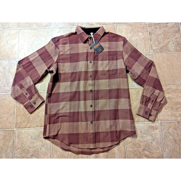 New Redmond Clothing Outfitter sz L Flannel Shirt brown plaid print Mr1 - Picture 1 of 3